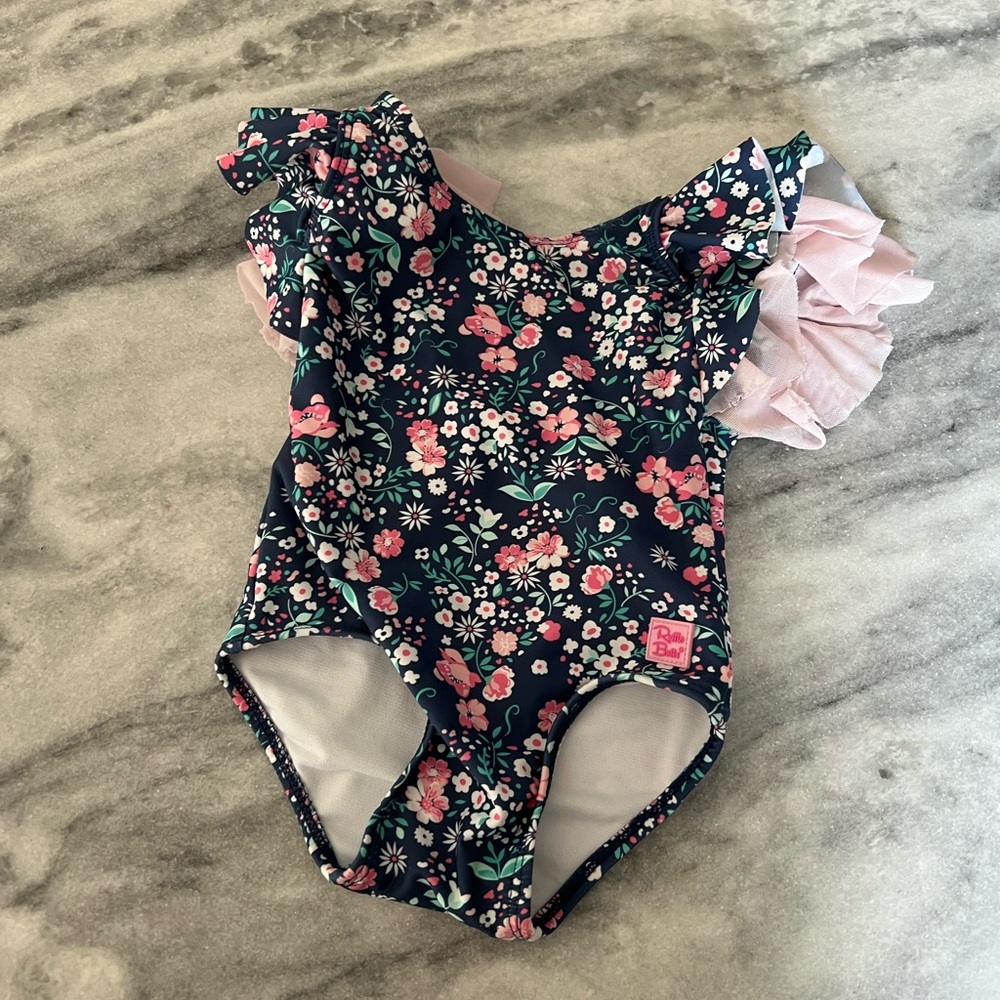 Ruffle Butts Navy Floral Swimsuit